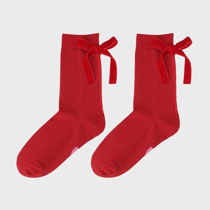 [Holiday Edition] Ribbon Decorated Metal Socks (red)_LXLAM25010REX