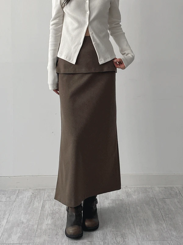 [셋업가능/FW] 란바 골지 레이어드 롱 스커트 (2C)