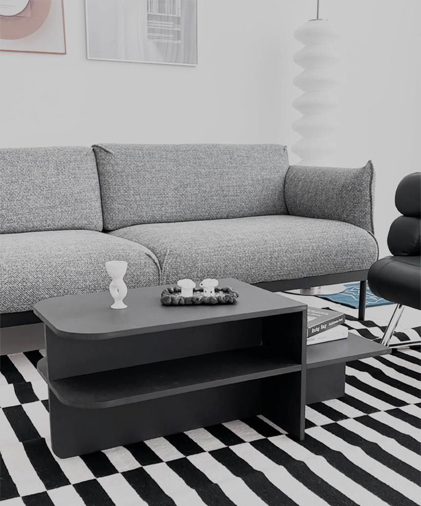 누브레 미니멀 라운드 2단 거실 테이블