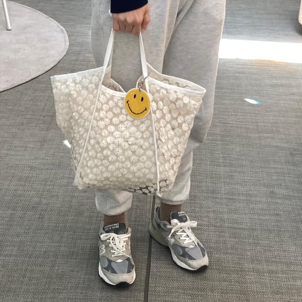 플라워 블랙 그린 아이보리 연보라 핑크 연예인 에코가방 숄더백