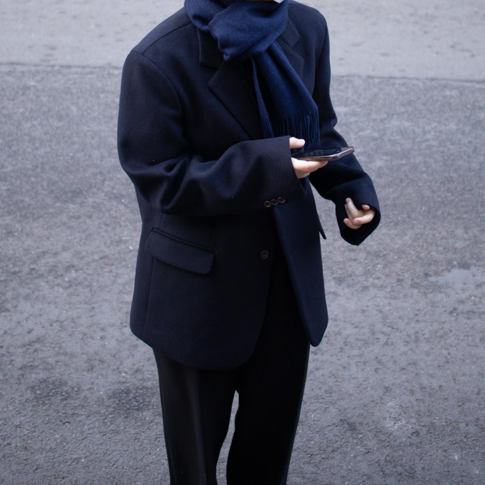 네이비 울 자켓 ( S M L ) 오버핏 울80