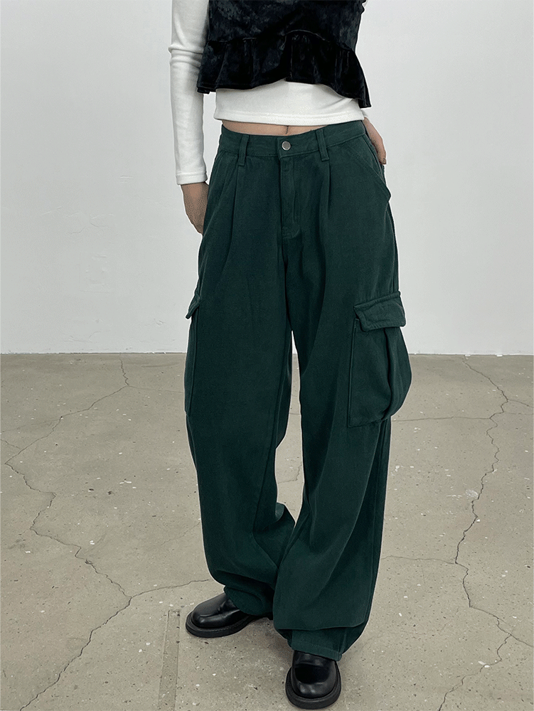 그로밋 카고 와이드 기모팬츠