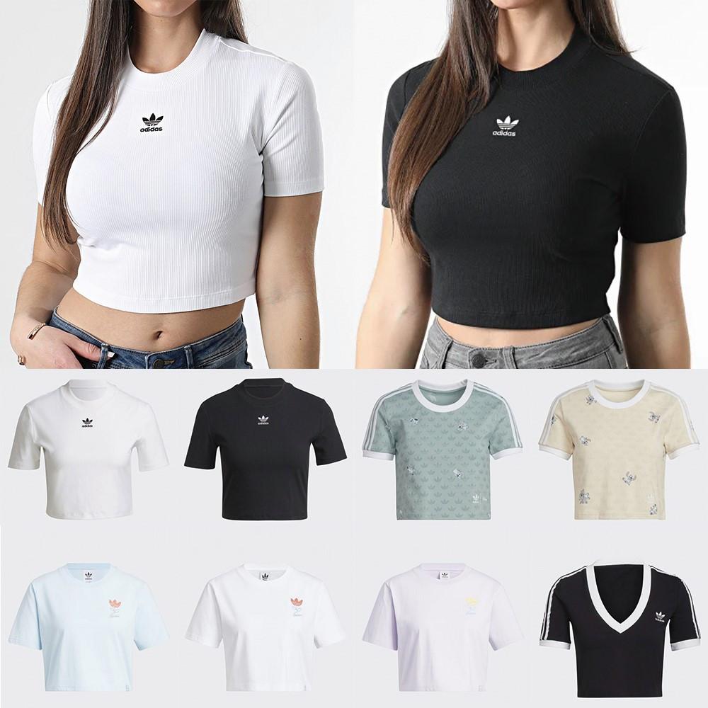 아디다스 반팔 티셔츠 크롭탑 허리 크롭티 배꼽 기장 우먼스 여성