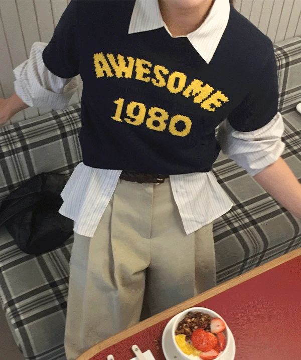 [7일동안5%SALE] 리턴즈 레터링 반팔 니트 (3colors)