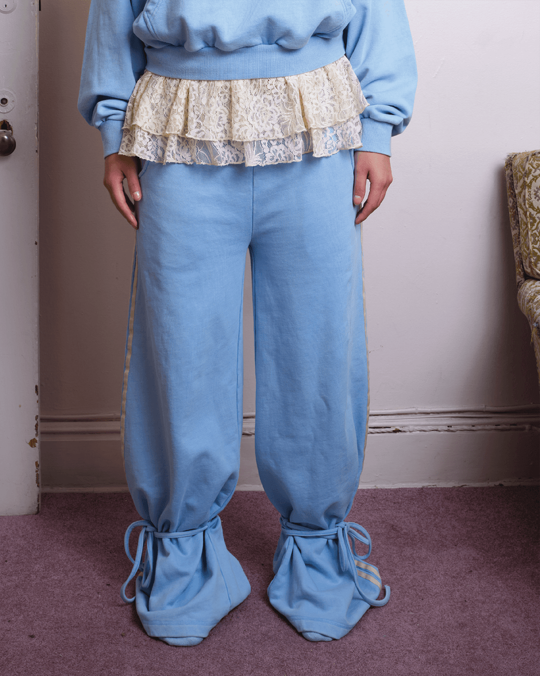Tied Up Trackies Baby Blue ⟡ ݁₊ . - baby blue / M