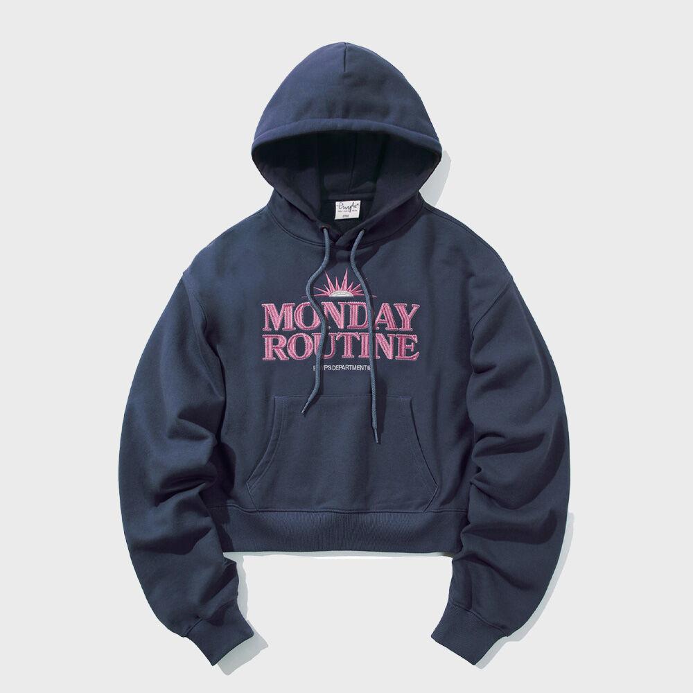 PHYPS WOMENS CROP MONDAY ROUTINE HOODIE VTG NAVY