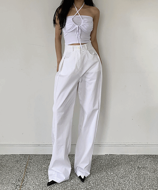 모레이스 브링 코튼 데일리 핀턱 와이드팬츠 (화이트,베이지)