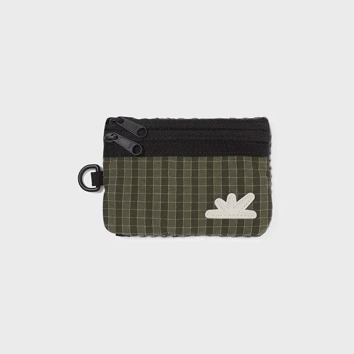 Zip Card Pouch Olive Grid