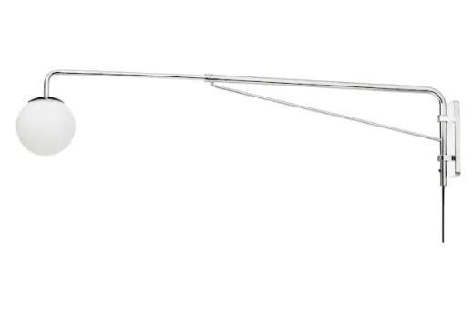 SIMRISHAMN 심리스함 각도조절 벽부착등, 크롬도금/오팔 화이트 유리