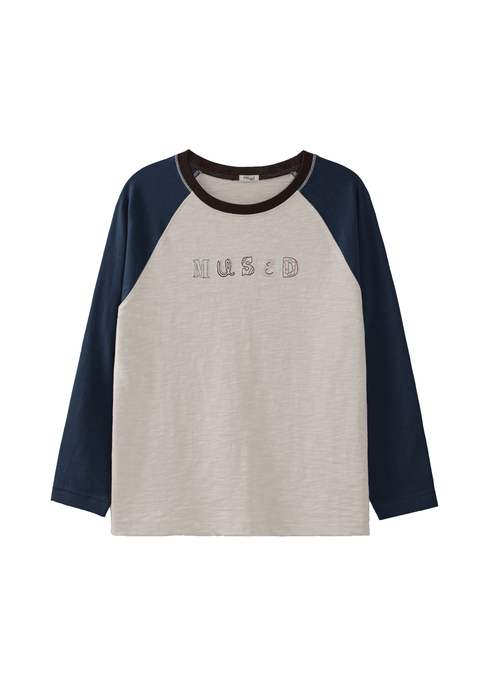 Mused Assorted EMB Raglan T-shirts - Cream/Blue