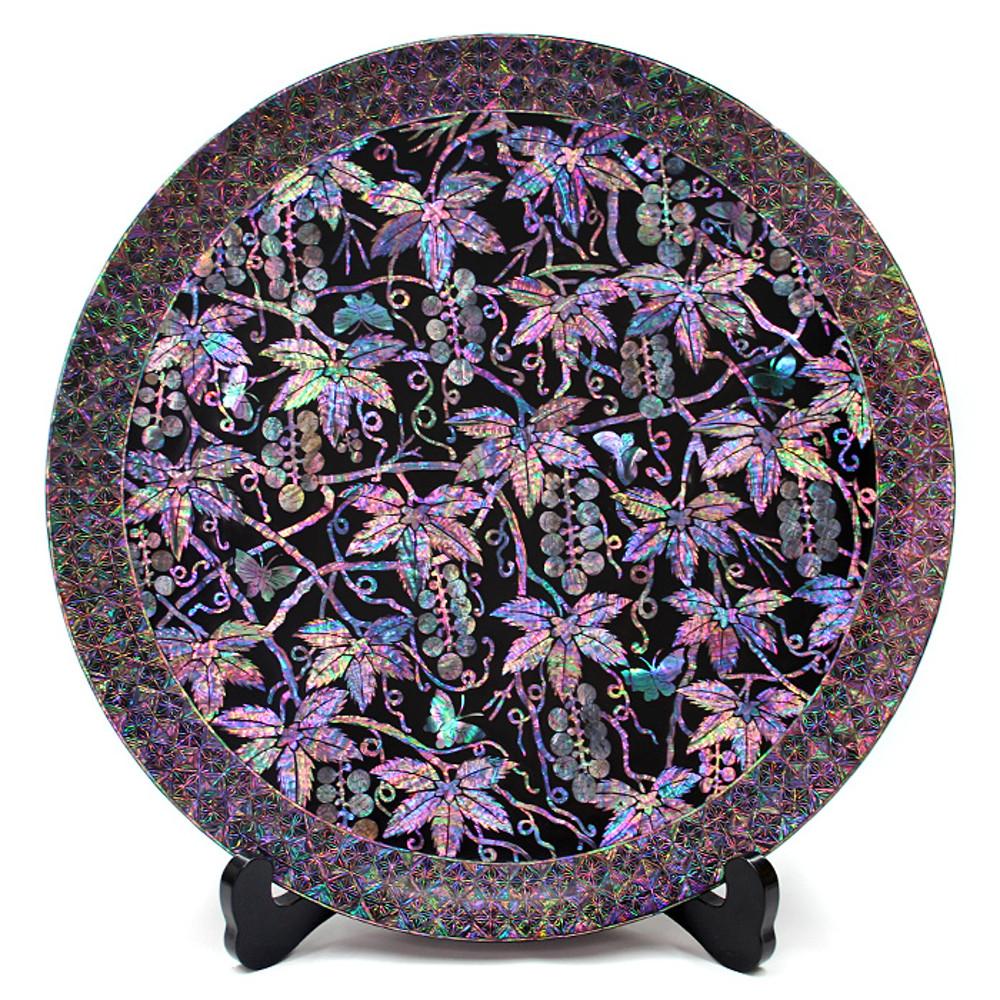 명품 나전 옻칠쟁반 포도검 (장태복 문화재기능인 작품)