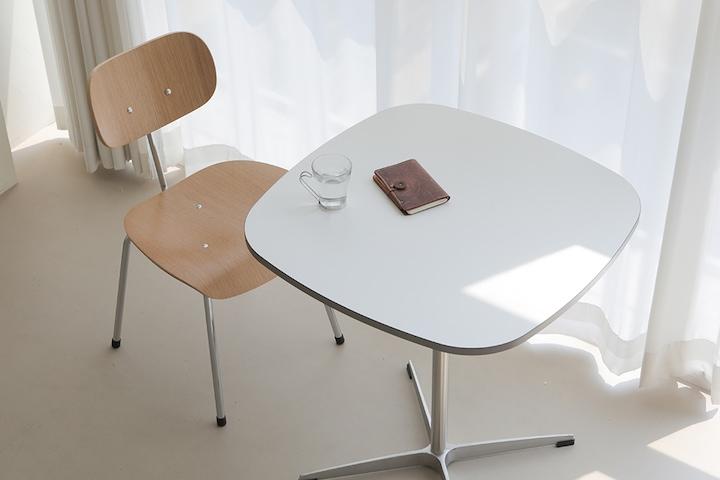 실버엣지 화이트 HPL 원형 사각 카페 테이블(사이즈선택)