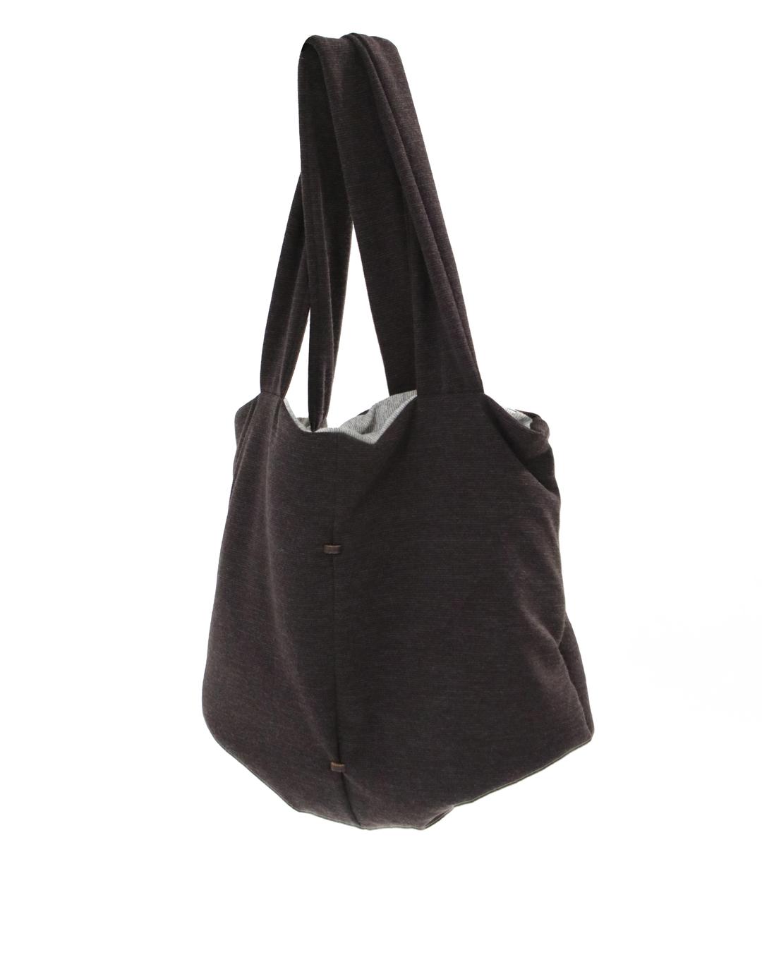 Wood stitch knit bag_brown