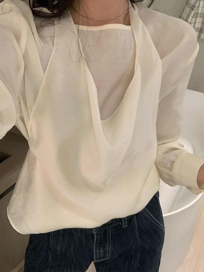 메틸 nancy halter neck layered blouse (2colors)