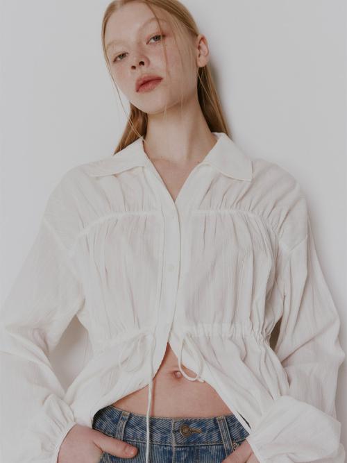 String Wrinkle Shirts in White VW4SB094-01