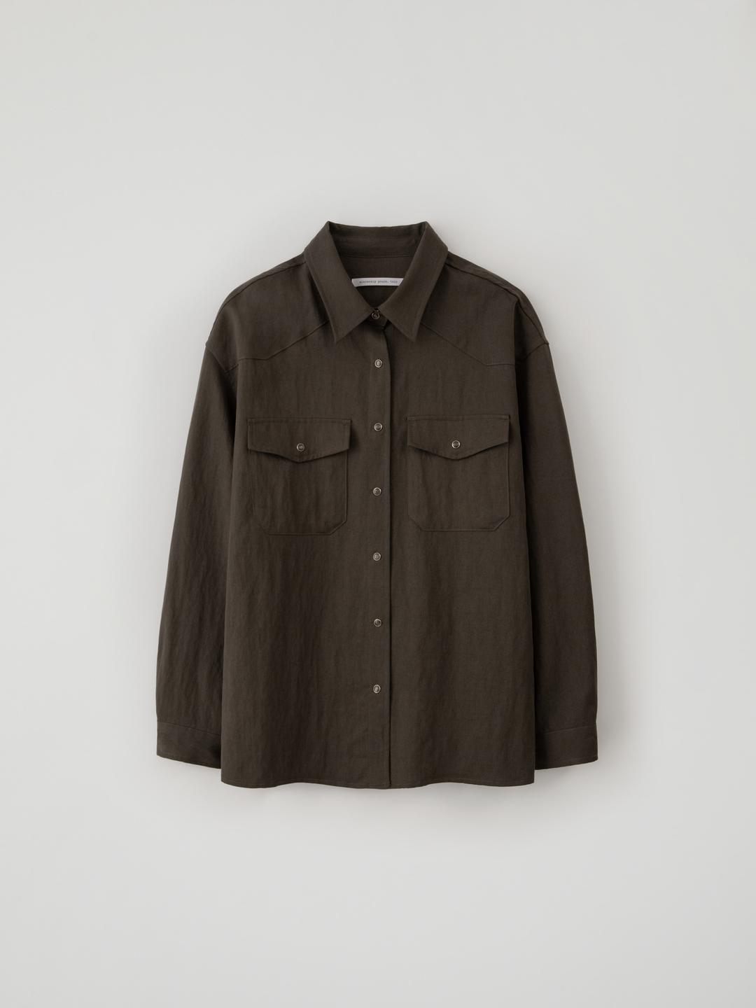 Flap Pocket Button Shirts(Brown)