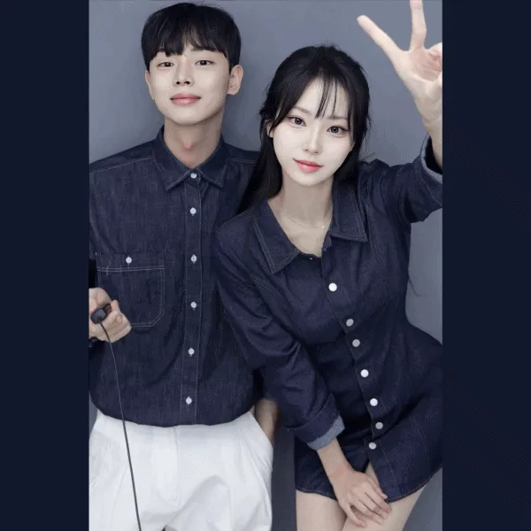 하우스 생지 데님 시밀러 (2color) #1770 커플 데일리 시밀러룩 커플룩 파티룩 유니섹스 남여공용 빅사이즈 오버핏 데이트 청남방 청자켓 청원피스 생지 데님