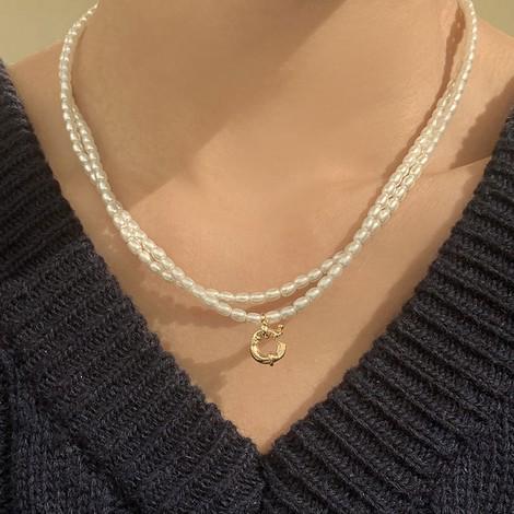 에러베러 투라인 라이스 진주 목걸이 MCRNACY016