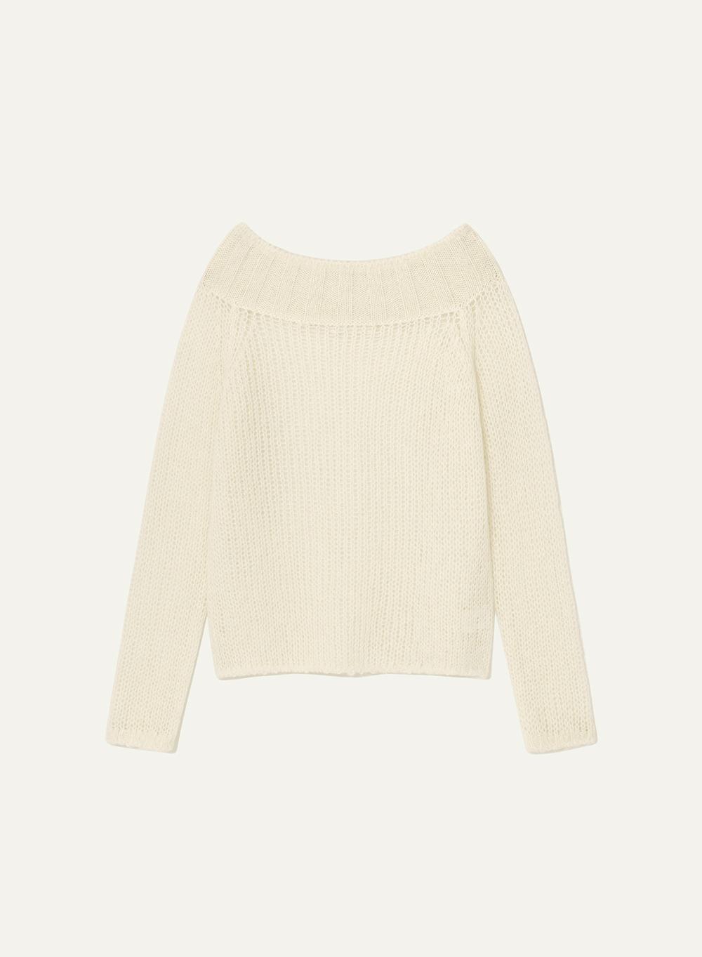 FW24 Off Shoulder Mohair Sweater Ivory