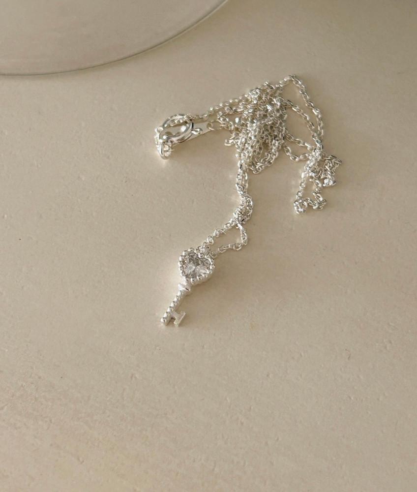 925 실버 릴리 큐빅 열쇠 목걸이