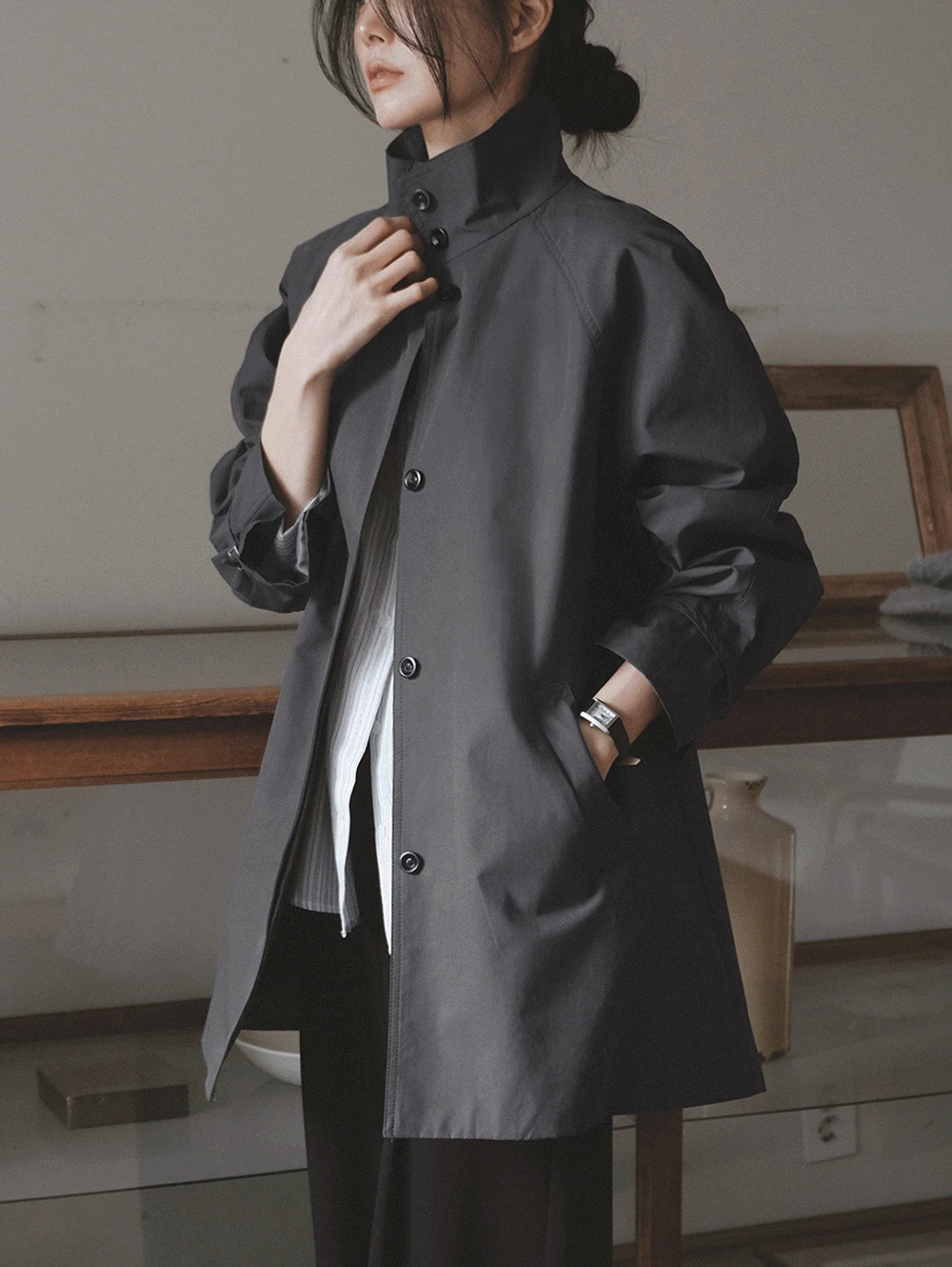 [오픈할인/문의폭주!] only. 앤모던 미니멀 탄탄하프 트렌치코트 - 2 color (무료배송)