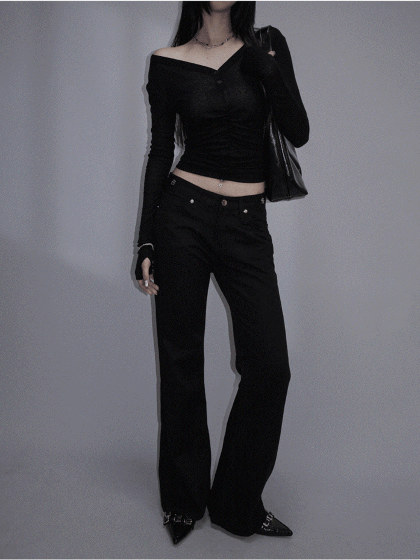 Cherry Rhinestone Logo Bootcut 체리 큐빅 로고 부츠컷 팬츠