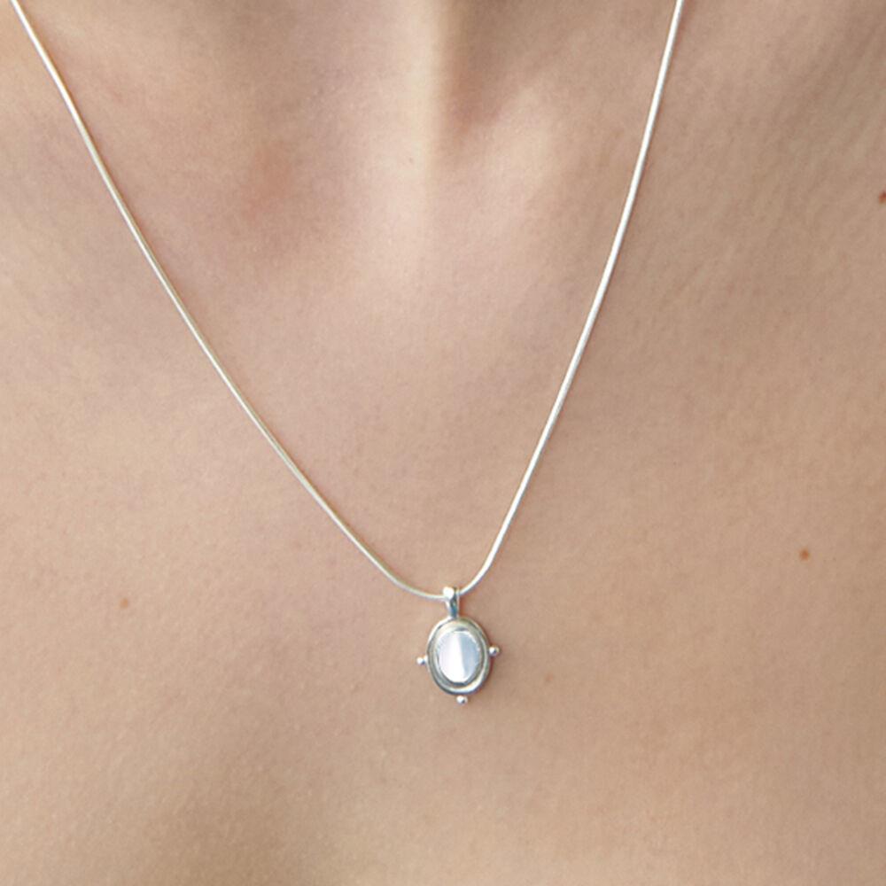 TS008 [Silver925] 3 ball point gemstone necklace