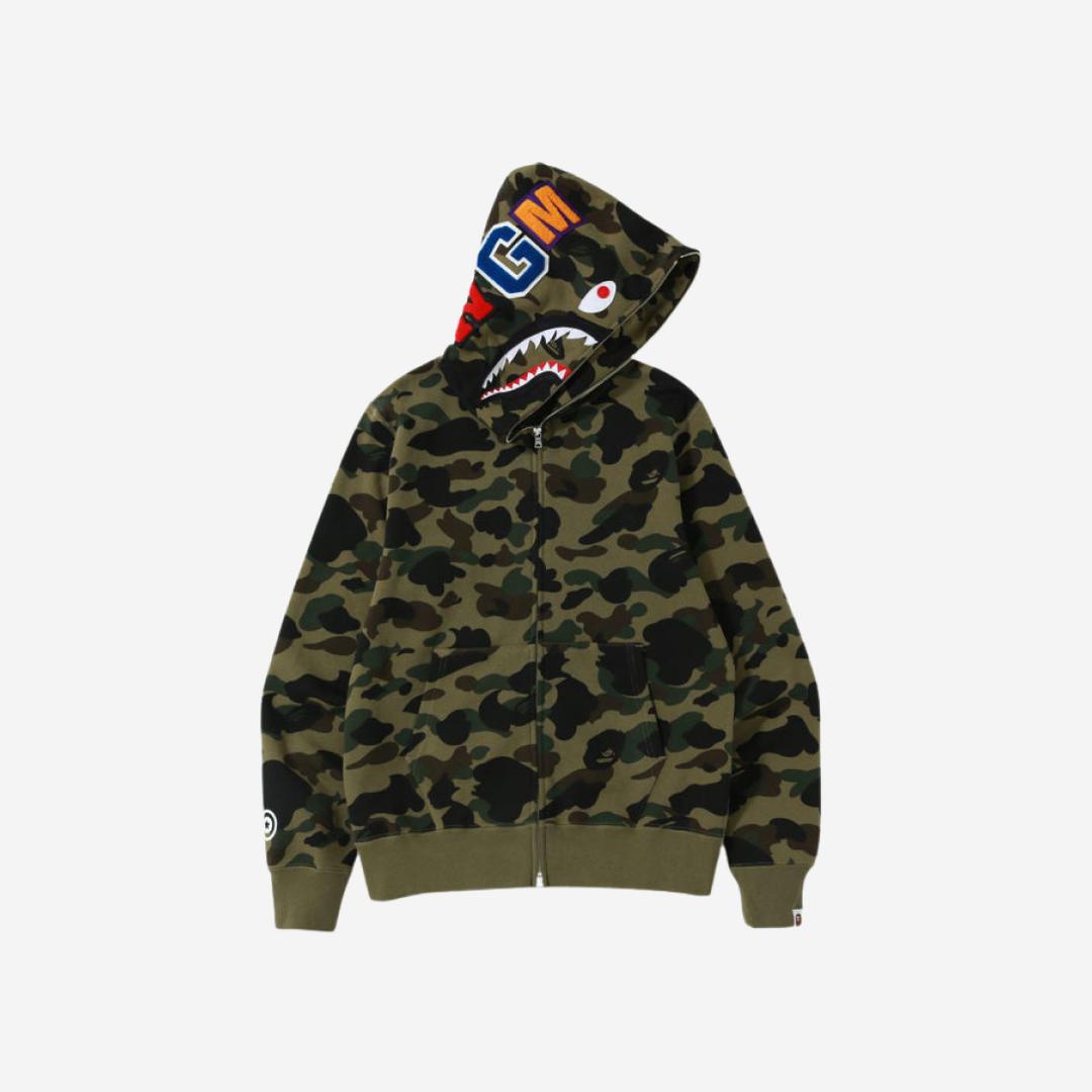 BAPE 1st Camo Shark Full Zip Hoodie Army Green