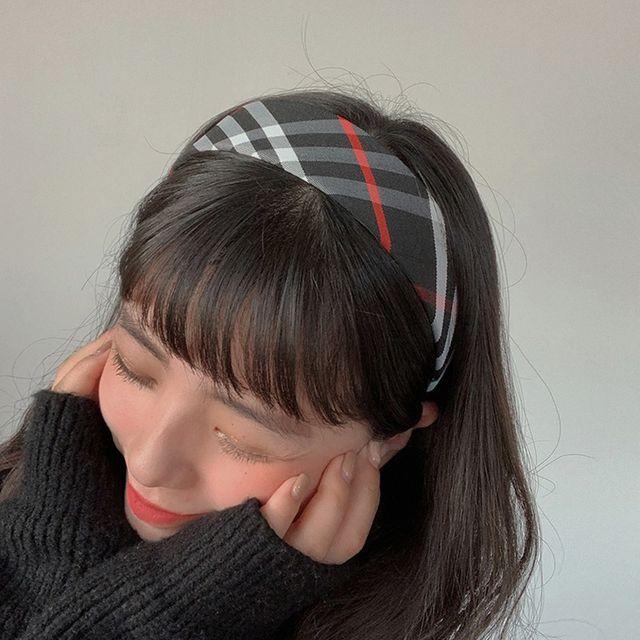 1+1(무배) 하이틴 헤어밴드 가십걸 머리띠 버버리 체크헤어밴드 체크머리띠 레트로 헤어터번 연말룩 헤어추천