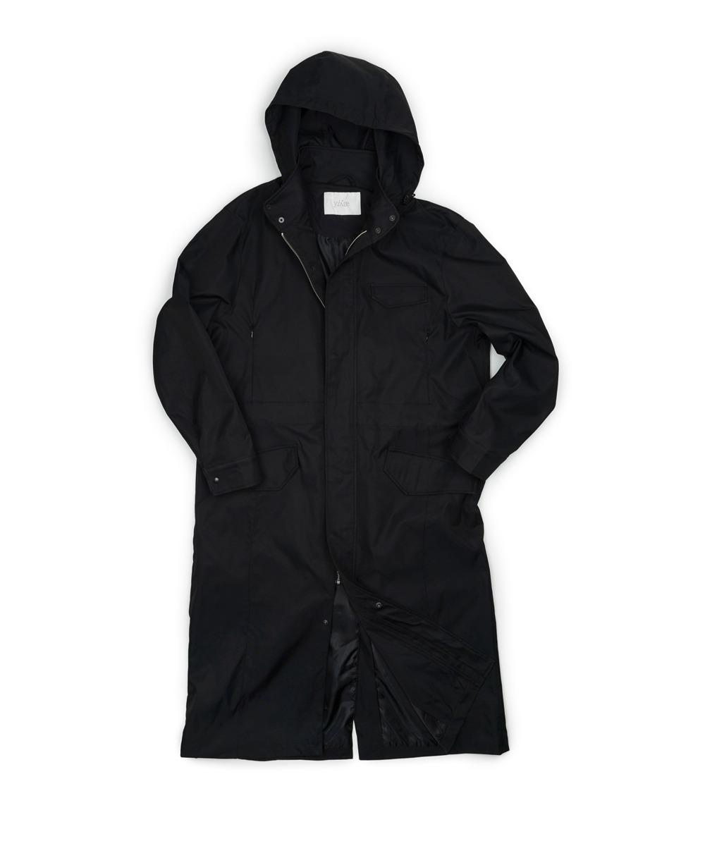 Detachable Hood Long Cover Coat Black