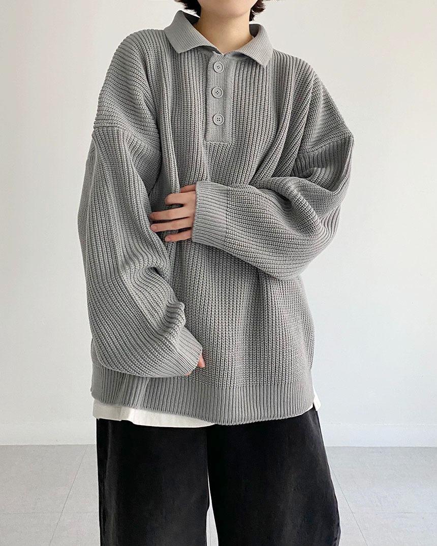 [unisex] 쇼프 오버핏 카라 니트 (4color)