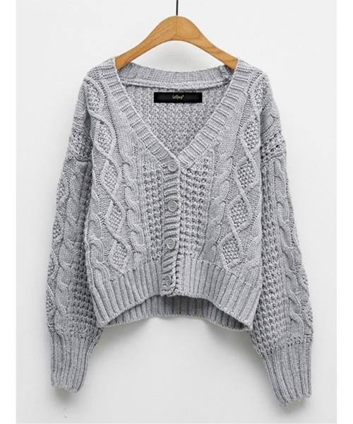 브이넥 데일리 꽈배기 니트 가디건 (DO1CK021A)