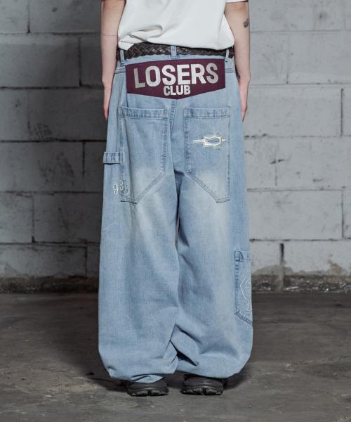 커브드 와이드 데님팬츠 라이트블루