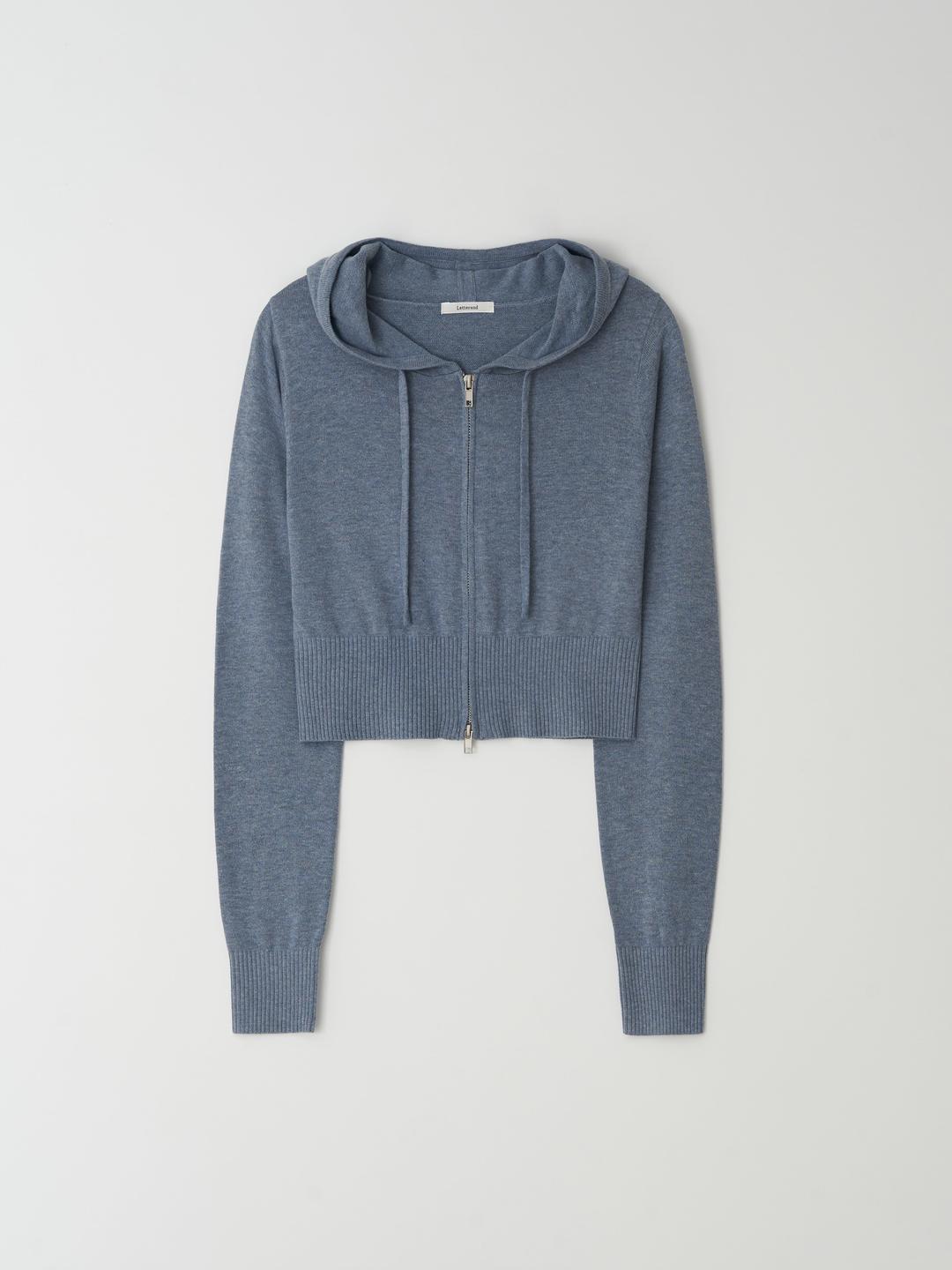 Knit Zip-up Hoodie (Bluegray)