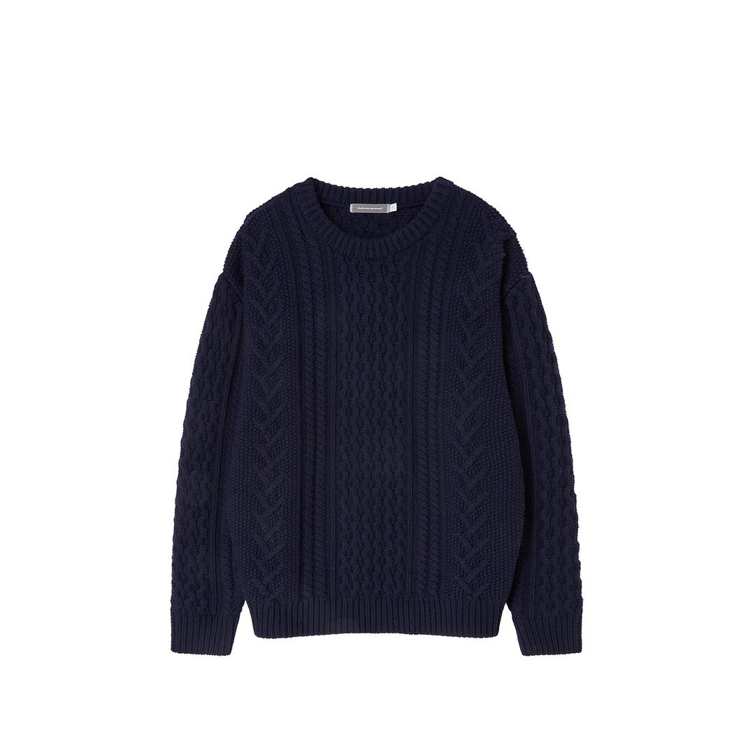HEAVY CABLE SWEATER (Navy) ver.2