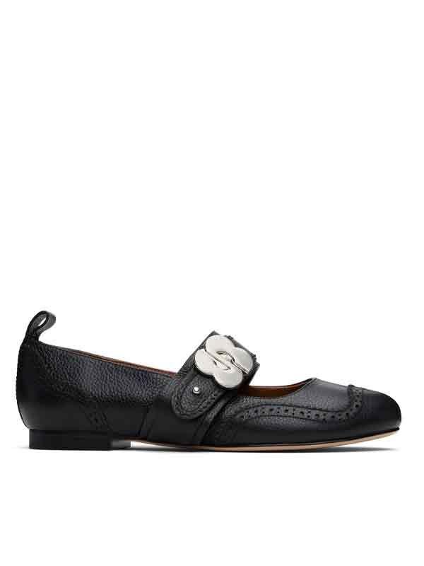 라운드 토 블랙 플랫 슈즈