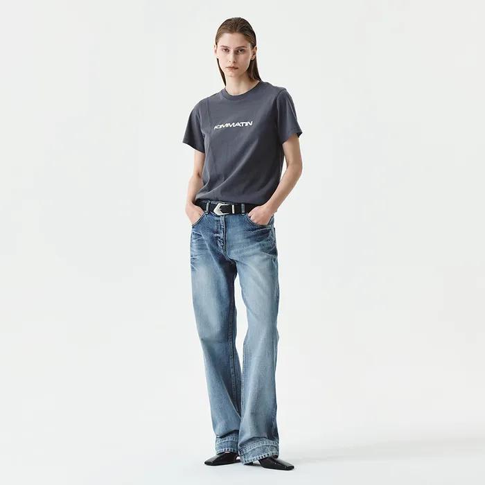 [KIMMATIN] DOUBLE HEM WASHED DENIM PANTS (2 COLORS)