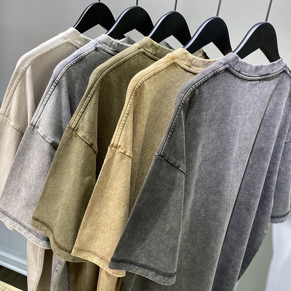 [독집사] 라이트스톤 피그먼트 루즈핏 워싱 반팔 티셔츠 5color