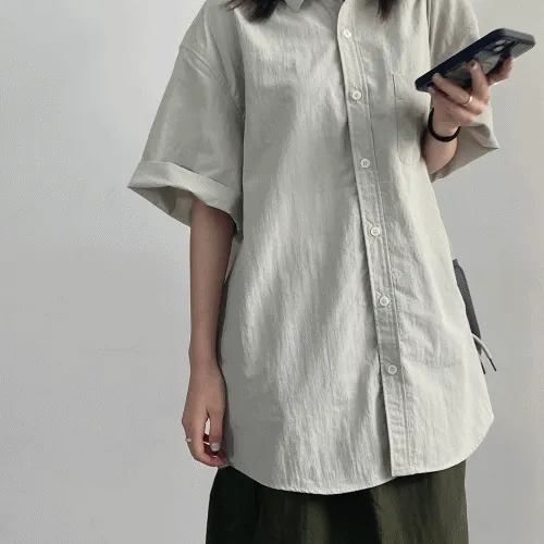 (3 color) 나일론 와샤 반팔 셔츠