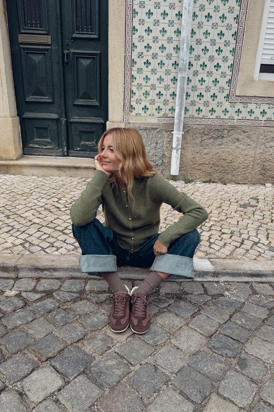 볼 버튼 니트 재킷