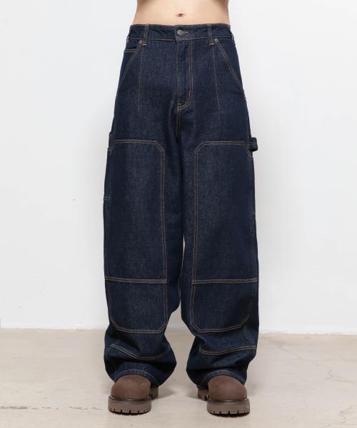 더블니 데님 팬츠 [논페이디드 인디고]