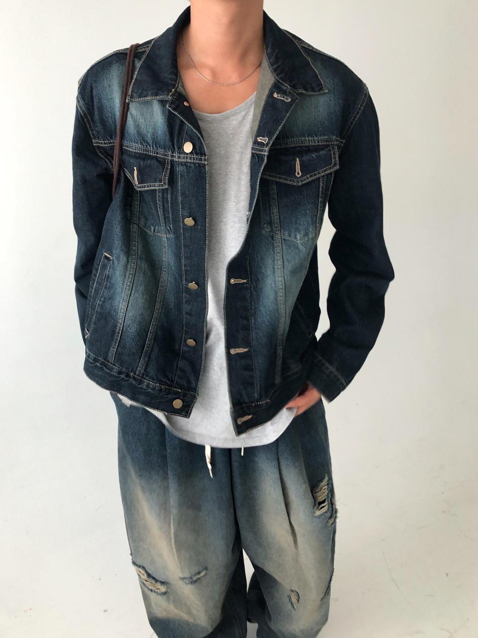 milk washed indigo denim jacket