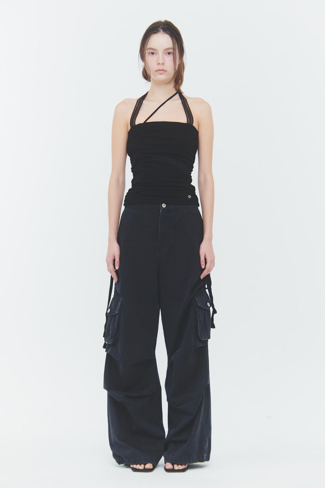 ANGEL SHIRRING TOP black