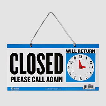 BAZIC open/closed clock sign