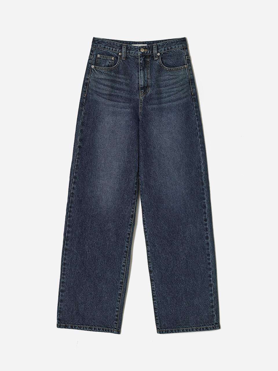 Essential Wide Denim Pants Grey Blue