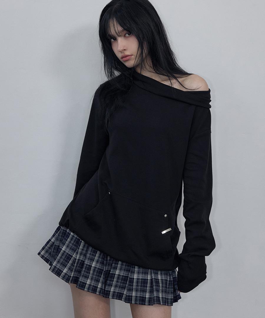 Loose Fit Turtleneck Tee Black