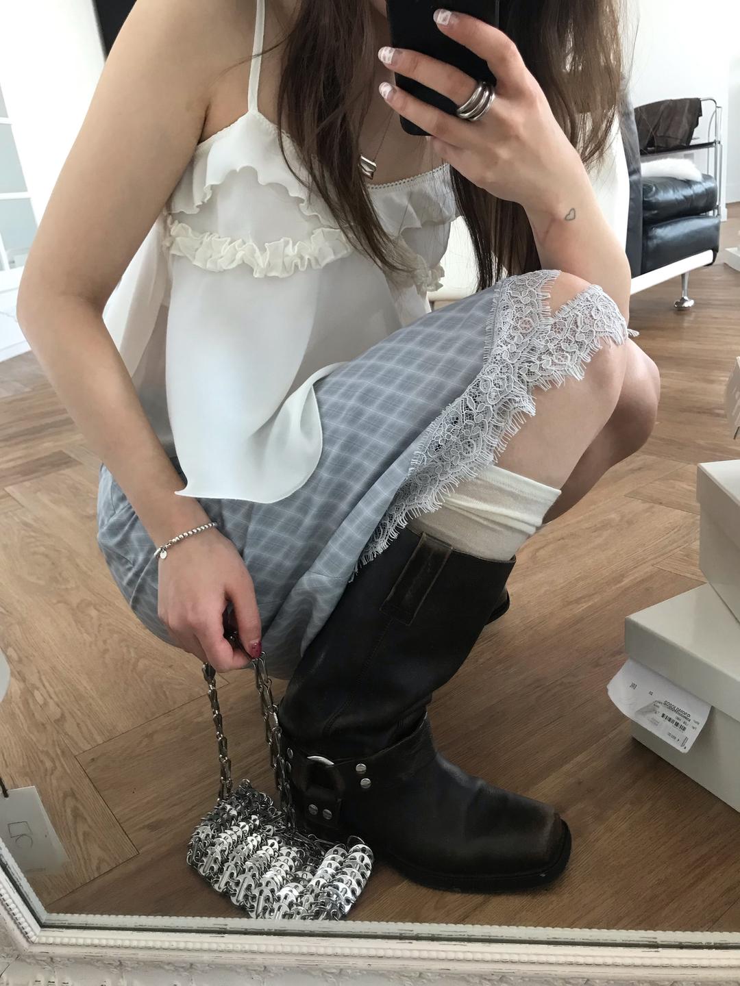 lace check skirt (2color)📌High quality