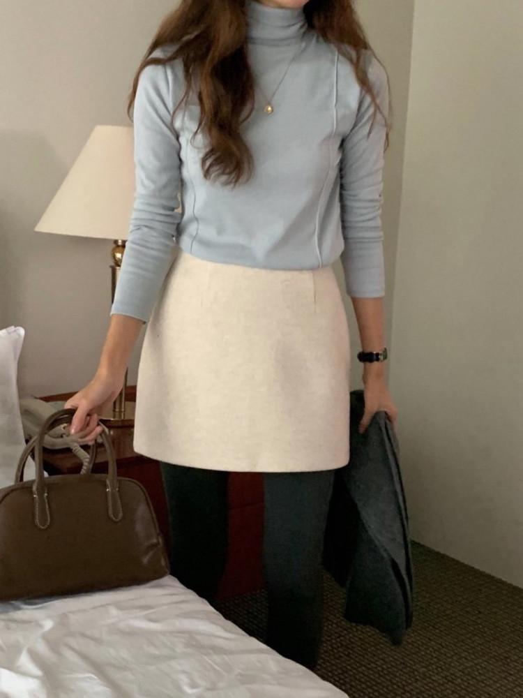 제니 울스커트 키작녀 헤링본 A라인 미니스커트