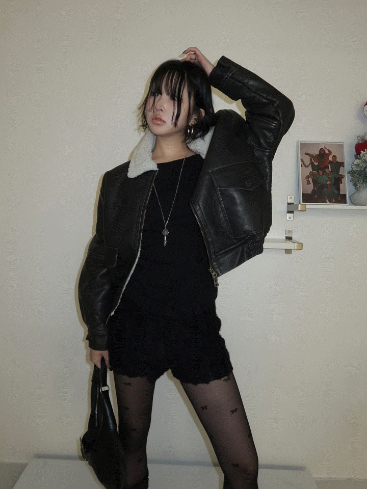 빈티지 크랙 무스탕