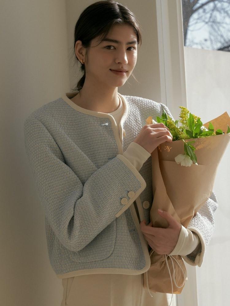 (24SS소라바로배송) 앤유브라운 와플 트위드 자켓 (3COL)